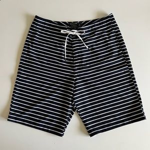 Abercrombie & Fitch Navy & White Nautical Striped Swim Trunks NWOT 33